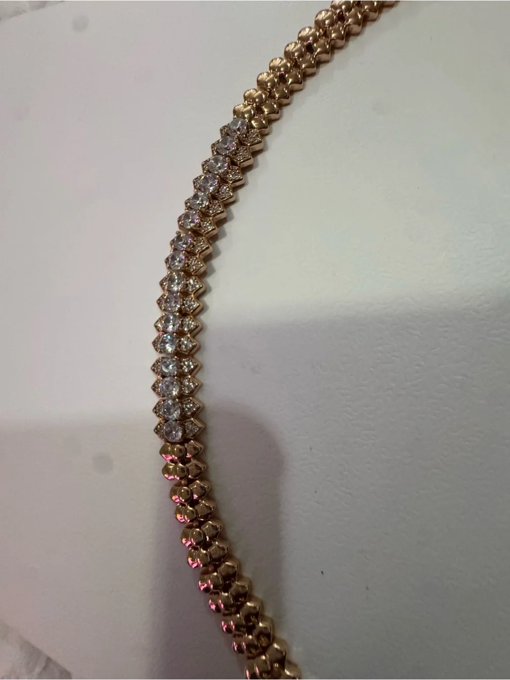 Rose Gold Crystal Tennis Necklace - Elegant Women's Jewelry